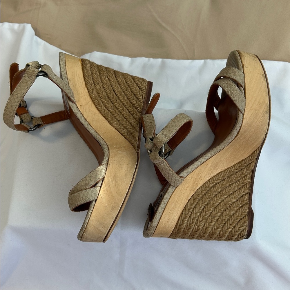 Lanvin Paris Python-Embossed Espadrille Wedges Eu… - image 4